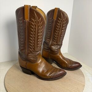 Tony Lama Gold Label 6243 Western Cowboy Boots Brown Lizard Toe Mens 8D USA